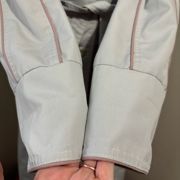 Freddi Gail 70s Vintage Blue Button Up Hooded Trench Coat Purple Trim Size 9 M - Picture 8 of 13